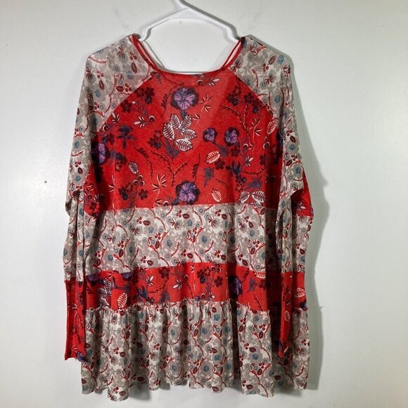 Womens Free People Isabella Oversized V Neck Boho Tunic Top Floral XS - Picture 2 of 7